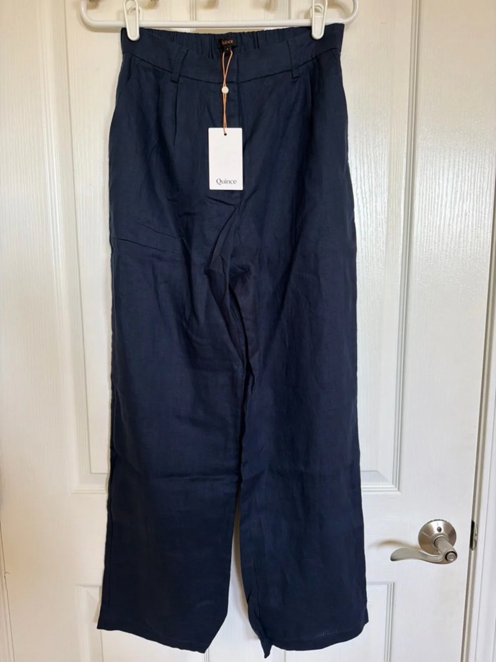 Quince Navy Linen Trousers Size 4 Brand New with Tag